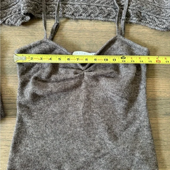 Anthropologie ASTR The Label Cable Knit Sweater Shrug Set-Brown-Size Medium - Picture 9 of 16